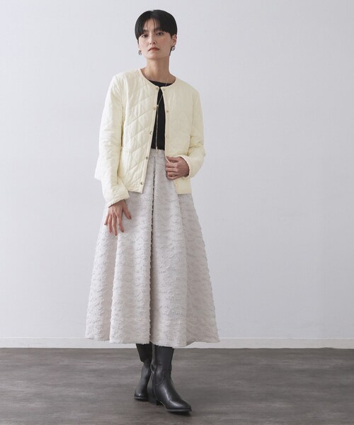 撥水キルティングノーカラージャケット【洗濯機洗い可】（ノーカラー