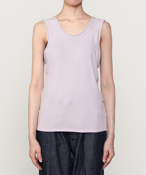 UNFIL（アンフィル）の「UNFIL | ブラッシュシルクコットン スリーブレストップ WOMEN（ニット/セーター・レディース・グレー/ピンク系その他/ダークブラウン・1）」の10枚目の写真