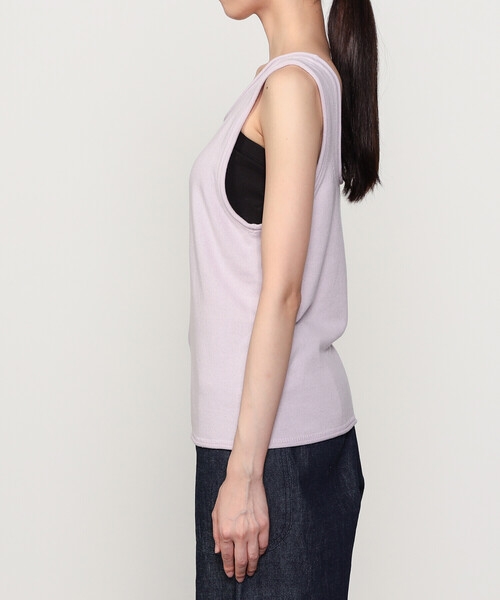 UNFIL（アンフィル）の「UNFIL | ブラッシュシルクコットン スリーブレストップ WOMEN（ニット/セーター・レディース・グレー/ピンク系その他/ダークブラウン・1）」の11枚目の写真