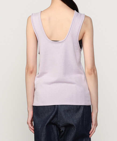 UNFIL（アンフィル）の「UNFIL | ブラッシュシルクコットン スリーブレストップ WOMEN（ニット/セーター・レディース・グレー/ピンク系その他/ダークブラウン・1）」の12枚目の写真