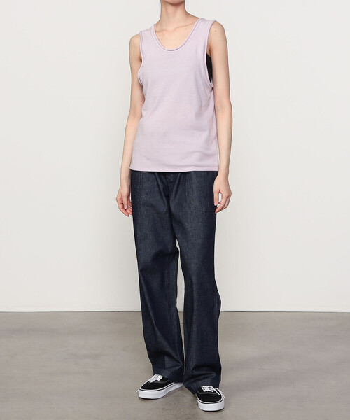 UNFIL（アンフィル）の「UNFIL | ブラッシュシルクコットン スリーブレストップ WOMEN（ニット/セーター・レディース・グレー/ピンク系その他/ダークブラウン・1）」の5枚目の写真