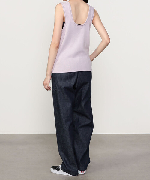 UNFIL（アンフィル）の「UNFIL | ブラッシュシルクコットン スリーブレストップ WOMEN（ニット/セーター・レディース・グレー/ピンク系その他/ダークブラウン・1）」の7枚目の写真