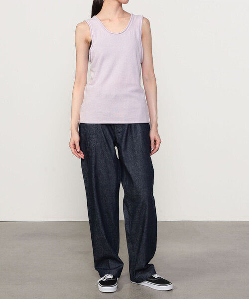 UNFIL（アンフィル）の「UNFIL | ブラッシュシルクコットン スリーブレストップ WOMEN（ニット/セーター・レディース・グレー/ピンク系その他/ダークブラウン・1）」の9枚目の写真