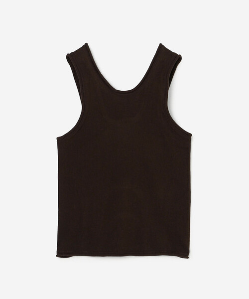 UNFIL（アンフィル）の「UNFIL | ブラッシュシルクコットン スリーブレストップ WOMEN（ニット/セーター・レディース・グレー/ピンク系その他/ダークブラウン・1）」の18枚目の写真