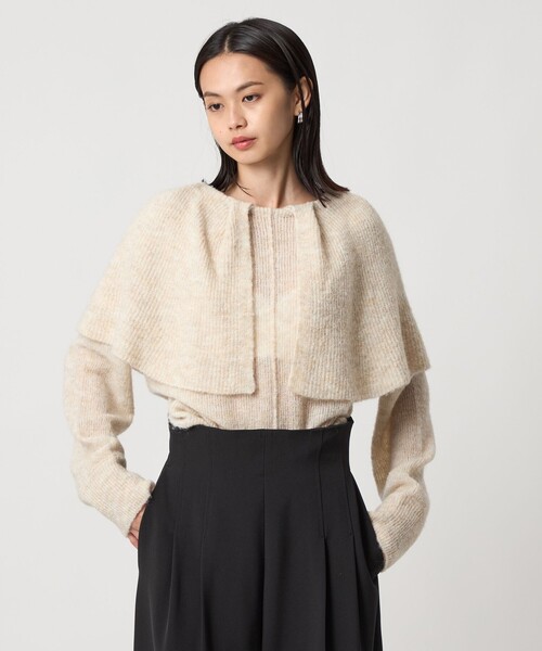 EMMEL REFINES(エメルリファインズ)の「<EMMEL REFINES>EM ケープエリ ニット プルオーバー(ニット/セーター・レディース・ナチュラル/グレー/ネイビー・FREE)」の3枚目の写真