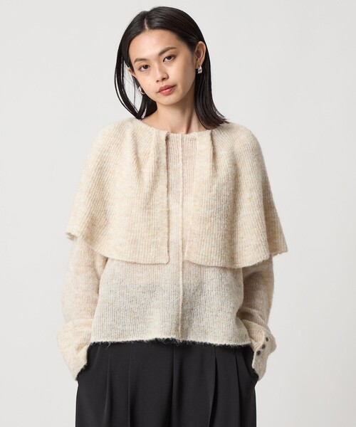 EMMEL REFINES(エメルリファインズ)の「<EMMEL REFINES>EM ケープエリ ニット プルオーバー(ニット/セーター・レディース・ナチュラル/グレー/ネイビー・FREE)」の11枚目の写真