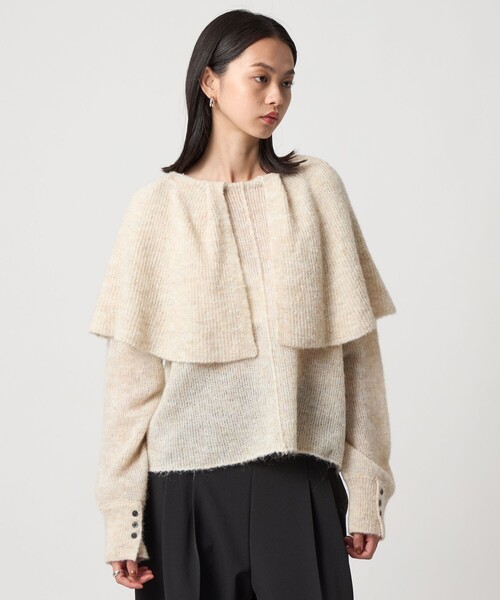 EMMEL REFINES(エメルリファインズ)の「<EMMEL REFINES>EM ケープエリ ニット プルオーバー(ニット/セーター・レディース・ナチュラル/グレー/ネイビー・FREE)」の12枚目の写真