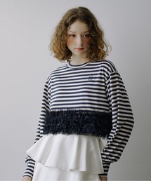 VIOLETTA | 【HEIREN】フリルヘムボーダーロングTee(Tシャツ/カットソー)