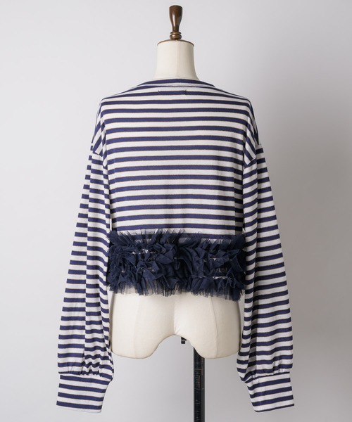 VIOLETTA（ヴィオレッタ）の「【HEIREN】フリルヘムボーダーロングTee（Tシャツ/カットソー・レディース・ピンク/ネイビー・FREE）」の14枚目の写真