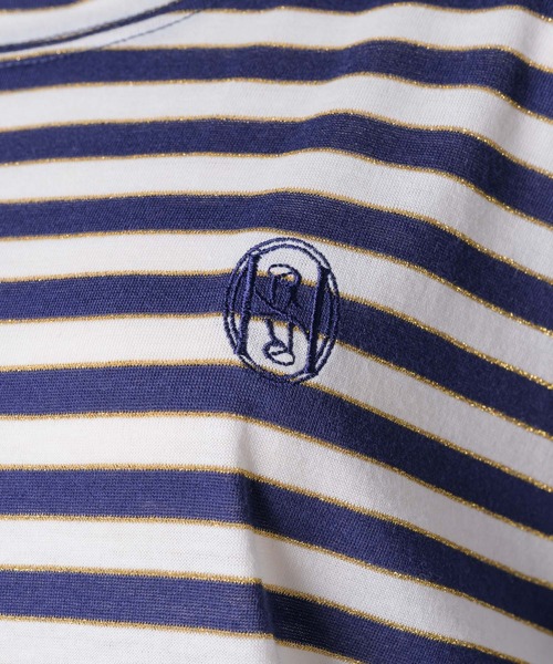 VIOLETTA（ヴィオレッタ）の「【HEIREN】フリルヘムボーダーロングTee（Tシャツ/カットソー・レディース・ピンク/ネイビー・FREE）」の8枚目の写真