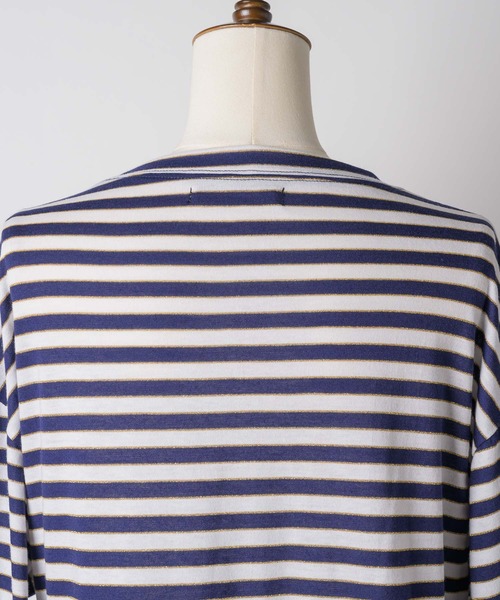 VIOLETTA（ヴィオレッタ）の「【HEIREN】フリルヘムボーダーロングTee（Tシャツ/カットソー・レディース・ピンク/ネイビー・FREE）」の5枚目の写真