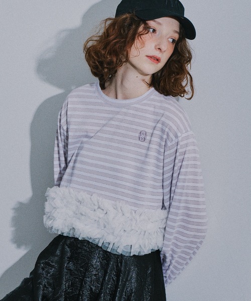 HEIREN(ヘイレーン)の「【HEIREN】フリルヘムボーダーロングTee(Tシャツ/カットソー・レディース・ピンク/ネイビー・FREE)」の21枚目の写真