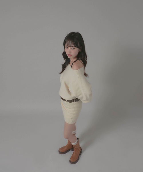 Chick(チック)の「2-Piece Set: Fitted Dress/2点セット タイトワンピース(ワンピース・レディース・チャコール/ホワイト/ブラック・FREE)」の14枚目の写真