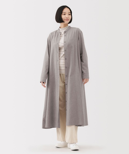 無印良品（ムジルシリョウヒン）の「婦人　両面起毛フランネルスタンドカラー長袖ワンピース（ワンピース・レディース・ダークネイビー/ベージュ/グレー系/ダークグリーン・XL/L/M/S）」の8枚目の写真