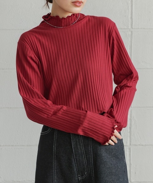 Bou Jeloud（ブージュルード）の「長袖タートルカットソー（Tシャツ/カットソー・レディース・アイボリー/ブラック/グレイッシュベージュ/レッド/グリーン/ブルー・L/M）」の6枚目の写真