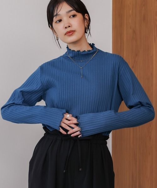 Bou Jeloud（ブージュルード）の「長袖タートルカットソー（Tシャツ/カットソー・レディース・アイボリー/ブラック/グレイッシュベージュ/レッド/グリーン/ブルー・L/M）」の13枚目の写真