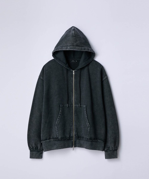 SLICK（スリック）の「【SLICK/スリック】Heavyweight Snow Wash Double Zip Parka/スノーウォッシュスウェットダブルジップパーカー / ヘビィーウェイト/セットアップ（パーカー・メンズ・ブラック/ライトグレー・1/2/3）」の2枚目の写真