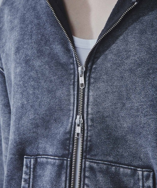 SLICK（スリック）の「【SLICK/スリック】Heavyweight Snow Wash Double Zip Parka/スノーウォッシュスウェットダブルジップパーカー / ヘビィーウェイト/セットアップ（パーカー・メンズ・ブラック/ライトグレー・1/2/3）」の11枚目の写真