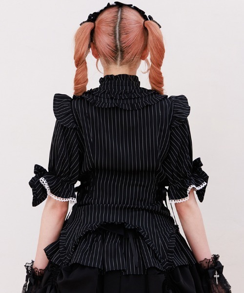 シャルミエール ストライプフリルスカート/ストライプリボンブラウス