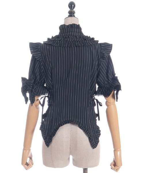 シャルミエール ストライプフリルスカート/ストライプリボンブラウス ボルドー M Chalmiere（シャルミエール） スカート ストライプフリルスカート