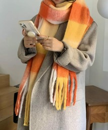 オレンジ色 フリンジ付きマフラー 箱付き オレンジ色 フリンジ付きマフラー 箱付き マフラー（オレンジ/橙色系