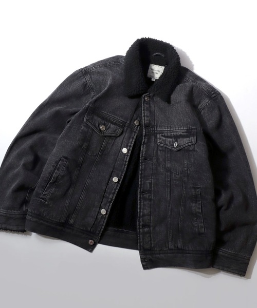 Lazar(ラザル)の「Boa Lining Denim Jacket/オーバーサイズ 裏ボア ヴィンテージライク ケミカルウォッシュ加工 デニムジャケット/ブルゾン/レディース メンズ(デニムジャケット・メンズ・ブルー系その他/ブルー/ブラック・L/M/LL)」の2枚目の写真