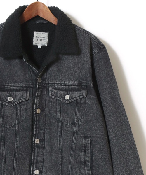 Lazar(ラザル)の「Boa Lining Denim Jacket/オーバーサイズ 裏ボア ヴィンテージライク ケミカルウォッシュ加工 デニムジャケット/ブルゾン/レディース メンズ(デニムジャケット・メンズ・ブルー系その他/ブルー/ブラック・L/M/LL)」の4枚目の写真