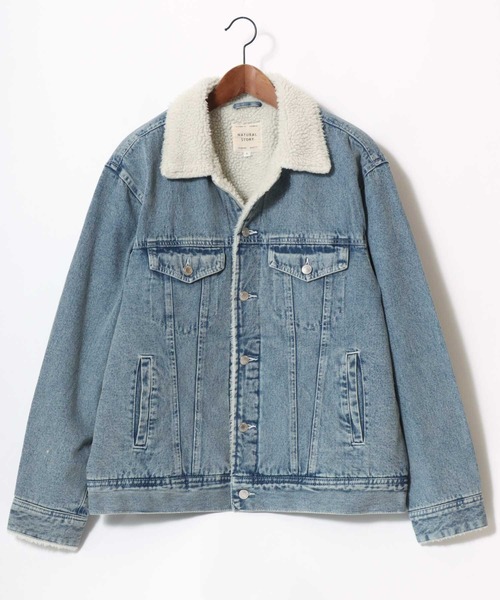 Lazar(ラザル)の「Boa Lining Denim Jacket/オーバーサイズ 裏ボア ヴィンテージライク ケミカルウォッシュ加工 デニムジャケット/ブルゾン/レディース メンズ(デニムジャケット・メンズ・ブルー系その他/ブルー/ブラック・L/M/LL)」の9枚目の写真