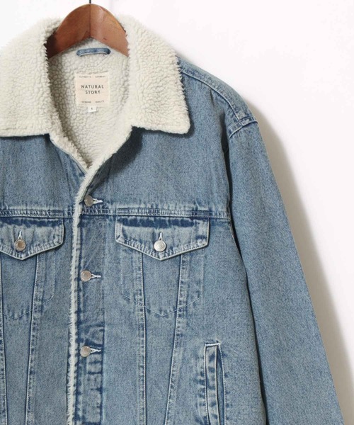 Lazar(ラザル)の「Boa Lining Denim Jacket/オーバーサイズ 裏ボア ヴィンテージライク ケミカルウォッシュ加工 デニムジャケット/ブルゾン/レディース メンズ(デニムジャケット・メンズ・ブルー系その他/ブルー/ブラック・L/M/LL)」の6枚目の写真