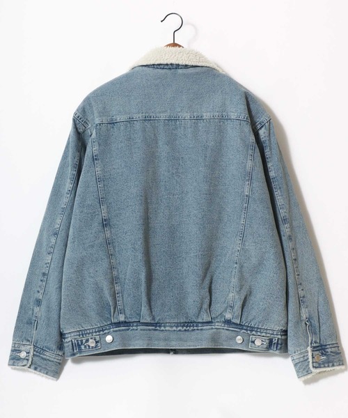 Lazar(ラザル)の「Boa Lining Denim Jacket/オーバーサイズ 裏ボア ヴィンテージライク ケミカルウォッシュ加工 デニムジャケット/ブルゾン/レディース メンズ(デニムジャケット・メンズ・ブルー系その他/ブルー/ブラック・L/M/LL)」の10枚目の写真