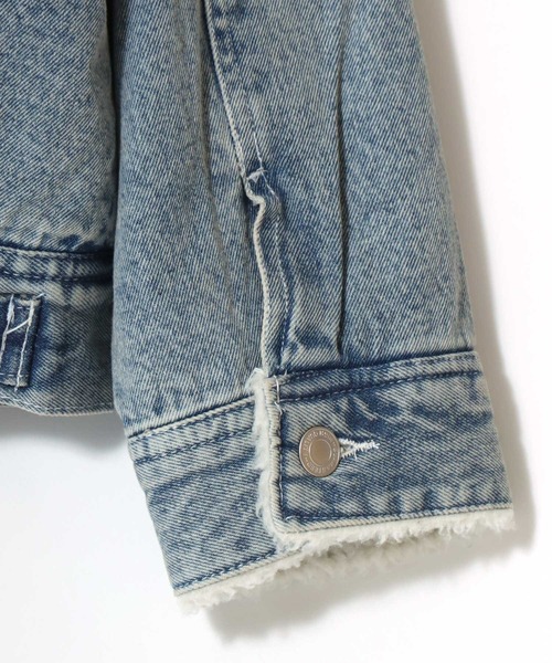 Lazar(ラザル)の「Boa Lining Denim Jacket/オーバーサイズ 裏ボア ヴィンテージライク ケミカルウォッシュ加工 デニムジャケット/ブルゾン/レディース メンズ(デニムジャケット・メンズ・ブルー系その他/ブルー/ブラック・L/M/LL)」の18枚目の写真