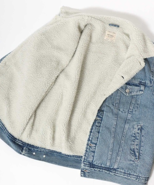 Lazar(ラザル)の「Boa Lining Denim Jacket/オーバーサイズ 裏ボア ヴィンテージライク ケミカルウォッシュ加工 デニムジャケット/ブルゾン/レディース メンズ(デニムジャケット・メンズ・ブルー系その他/ブルー/ブラック・L/M/LL)」の21枚目の写真