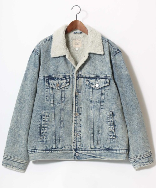 Lazar(ラザル)の「Boa Lining Denim Jacket/オーバーサイズ 裏ボア ヴィンテージライク ケミカルウォッシュ加工 デニムジャケット/ブルゾン/レディース メンズ(デニムジャケット・メンズ・ブルー系その他/ブルー/ブラック・L/M/LL)」の8枚目の写真