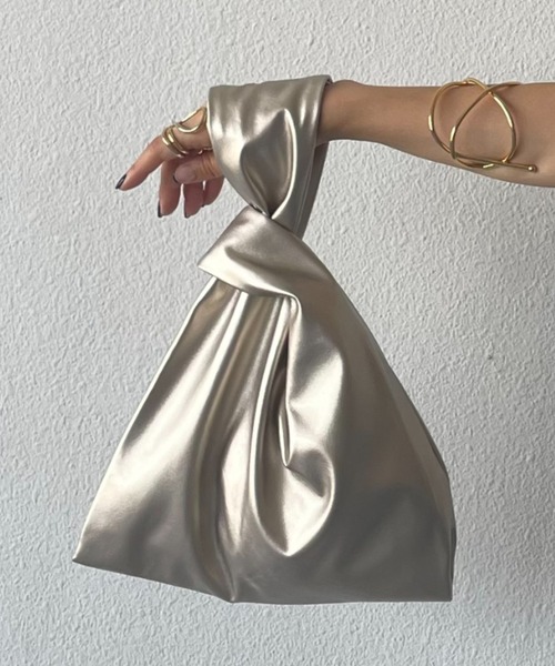 再入荷】アシンメトリーミニバッグ/フェイクレザー/ラメ（ハンドバッグ