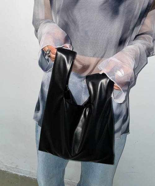 再入荷】アシンメトリーミニバッグ/フェイクレザー/ラメ（ハンドバッグ
