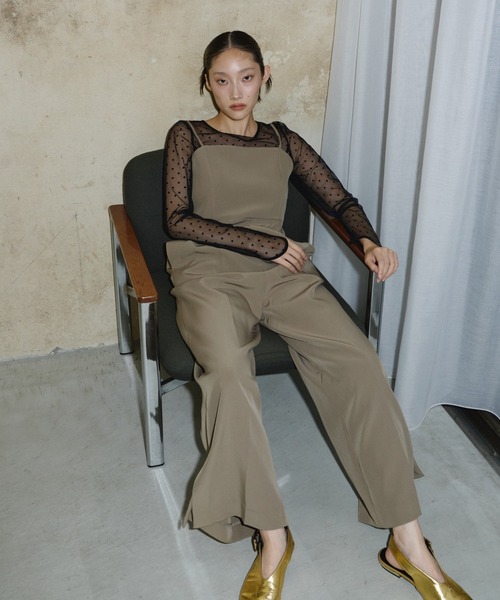 ANDRESD（アンドレスド）の「ドットシアートップス / dot sheer tops（シャツ/ブラウス・レディース・ベージュ×ブラック/ブラック/ベージュ・M/S）」の4枚目の写真