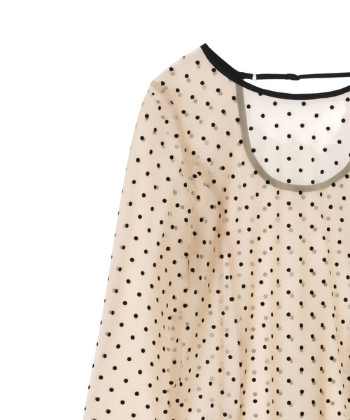 ANDRESD（アンドレスド）の「ドットシアートップス / dot sheer tops（シャツ/ブラウス・レディース・ベージュ×ブラック/ブラック/ベージュ・M/S）」の13枚目の写真