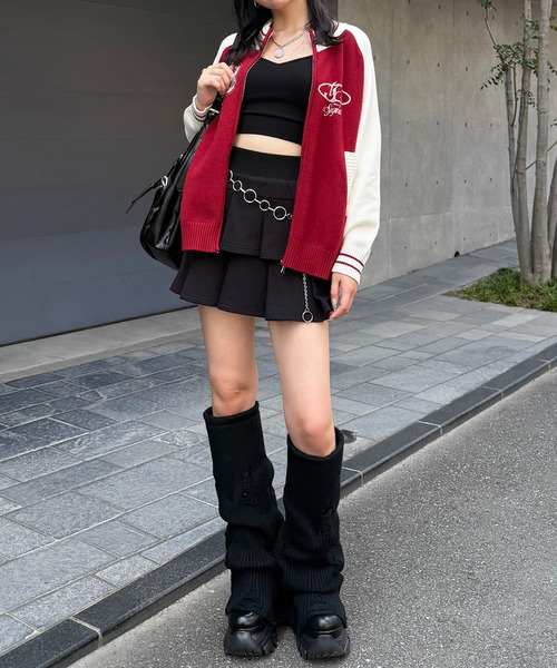 SPIRALGIRL（スパイラルガール）の「【iScreamコラボ】ナンバリングZIPニットカーディガン（ニット/セーター・レディース・ブラック/グレー/レッド・FREE）」の10枚目の写真