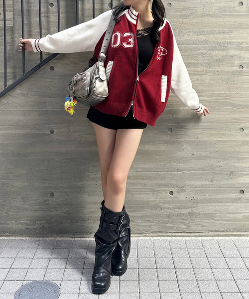 [iScreamコラボ]ナンバリングZIPニットカーディガン iScreamコラボ】ナンバリングZIPニットカーディガン｜SPIRALGIRL