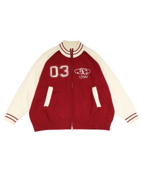 SPIRALGIRL（スパイラルガール）の「【iScreamコラボ】ナンバリングZIPニットカーディガン（ニット/セーター・レディース・ブラック/グレー/レッド・FREE）」の19枚目の写真