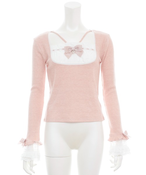 Secret Honey（シークレットハニー）の「フリルレイヤード風トップス（Tシャツ/カットソー・レディース・ピンク/ブラック/オフホワイト・FREE）」の12枚目の写真