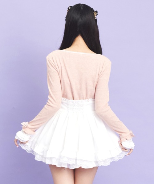 Secret Honey（シークレットハニー）の「フリルレイヤード風トップス（Tシャツ/カットソー・レディース・ピンク/ブラック/オフホワイト・FREE）」の8枚目の写真