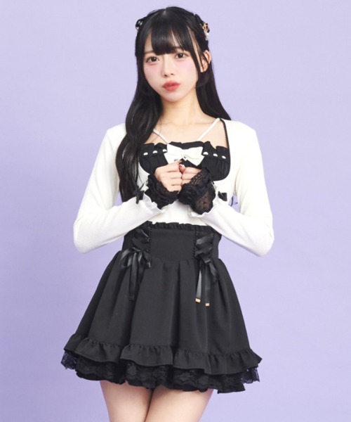 Secret Honey（シークレットハニー）の「フリルレイヤード風トップス（Tシャツ/カットソー・レディース・ピンク/ブラック/オフホワイト・FREE）」の4枚目の写真