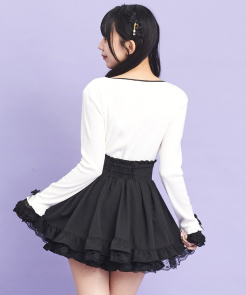 Secret Honey（シークレットハニー）の「フリルレイヤード風トップス（Tシャツ/カットソー・レディース・ピンク/ブラック/オフホワイト・FREE）」の5枚目の写真