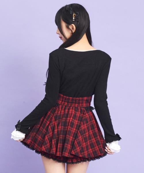 Secret Honey（シークレットハニー）の「フリルレイヤード風トップス（Tシャツ/カットソー・レディース・ピンク/ブラック/オフホワイト・FREE）」の10枚目の写真