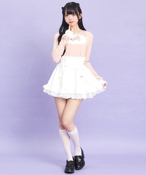 Secret Honey（シークレットハニー）の「フリルレイヤード風トップス（Tシャツ/カットソー・レディース・ピンク/ブラック/オフホワイト・FREE）」の6枚目の写真