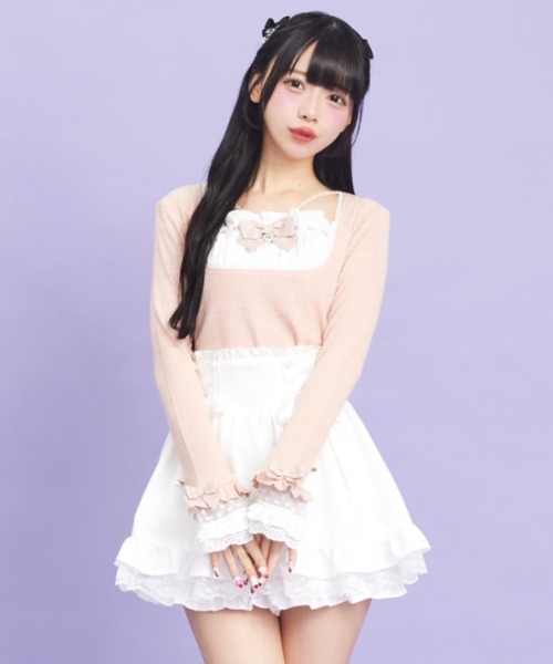 Secret Honey（シークレットハニー）の「フリルレイヤード風トップス（Tシャツ/カットソー・レディース・ピンク/ブラック/オフホワイト・FREE）」の7枚目の写真