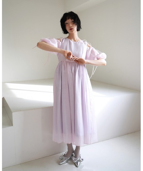 sismetry(シスメトリー)の「【SISMETRY】2wayシアーパフドレス(MA)(ワンピース・レディース・イエロー/ラベンダー・FREE)」の4枚目の写真