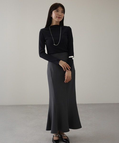 Lace Ladies(レースレディース)の「ランダム リブ メロウ ハイネック カットソー(Tシャツ/カットソー・レディース・チャコールグレー・S/FREE)」の2枚目の写真