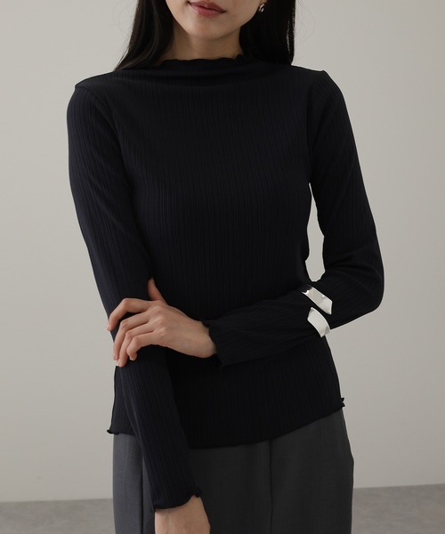 Lace Ladies(レースレディース)の「ランダム リブ メロウ ハイネック カットソー(Tシャツ/カットソー・レディース・チャコールグレー・S/FREE)」の7枚目の写真